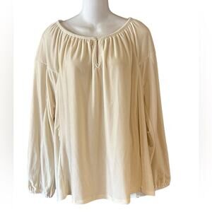Dylan Women’s Size Large Ivory Velvet Peasant Style Long Sleeve Top